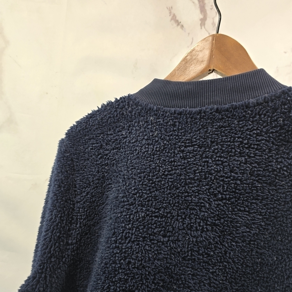Boden Jacket Womens Large Blue Bomber Teddy Sherpa Fuzzy Navy Snuggly - Picture 8 of 15